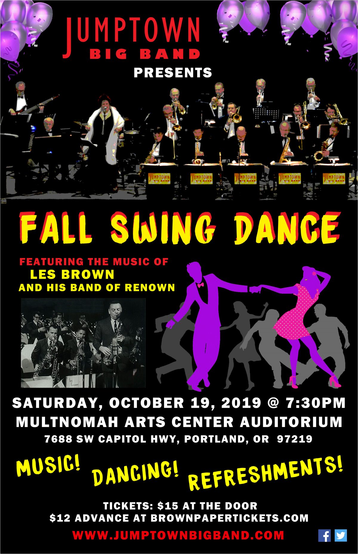 October 19, 2019 – Fall Swing Dance at Multnomah Arts Center